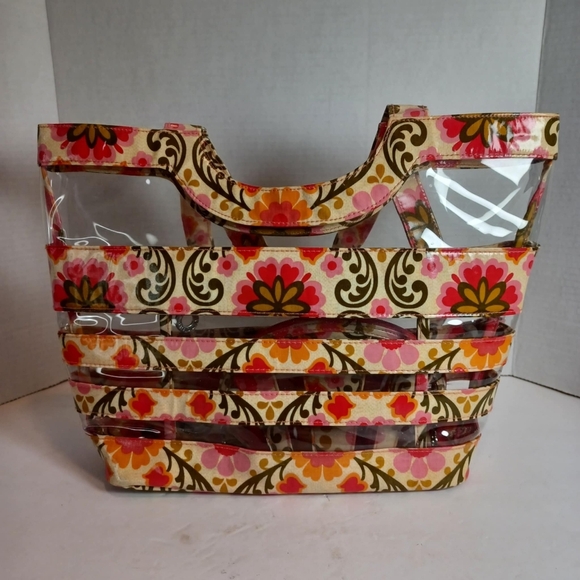 Vera Bradley Plastic Y2K Unique See Through‎ Red Pink and Brown W/Change Purse - Picture 1 of 10